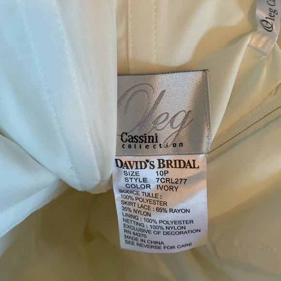 Oleg Cassini strapless sweetheart beaded lace trumpet ivory dress 10P - Picture 4 of 6